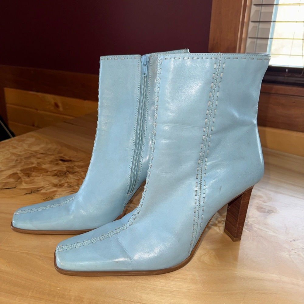 DIBA USA Sky Blue Leather Ankle Boots